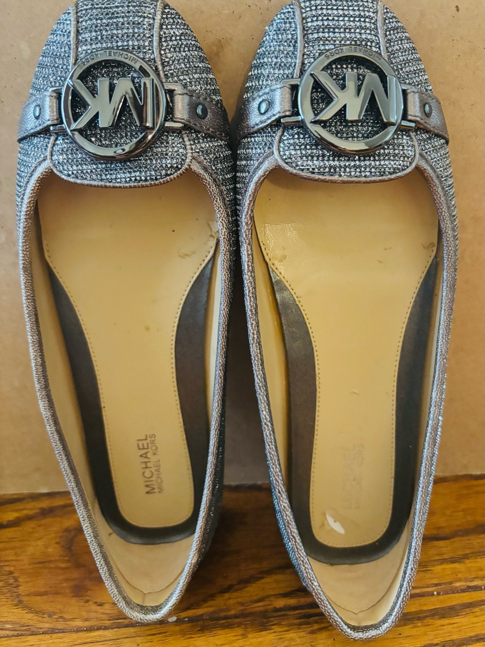 Michael Kors  Fulton Moccasin Silver Crystal Embellished Logo Flat - Picture 5 of 8